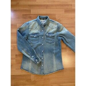 H Bar C Ranchwear Vintage Inspired Denim Shirt Women M Pearl Snap Western Cowboy